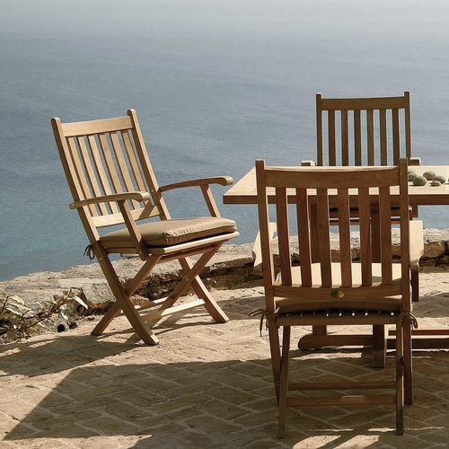 Traditional chair - Ascot Carver - Barlow Tyrie - garden / teak / teak base