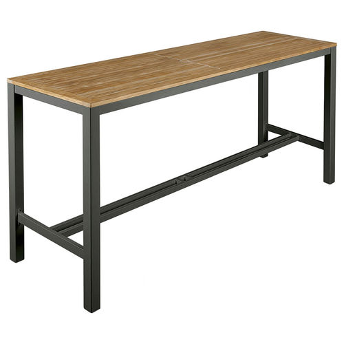 Contemporary high bar table - Aura  - Barlow Tyrie - teak / aluminum base / rectangular