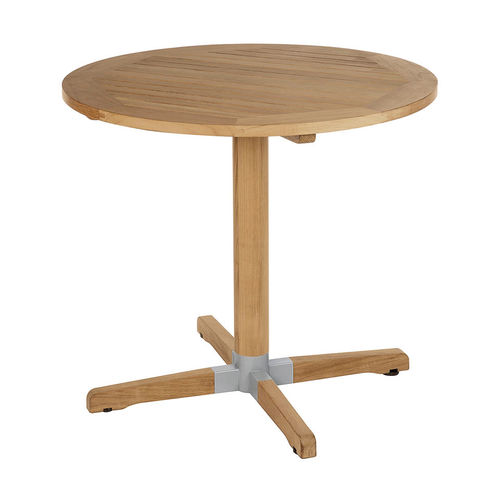 Contemporary pedestal table - Bermuda  - Barlow Tyrie - teak / teak base / round