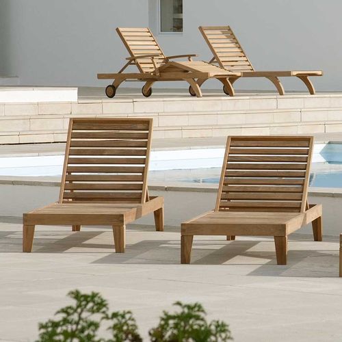 Contemporary sun lounger - Capri  - Barlow Tyrie - teak / teak / adjustable backrest