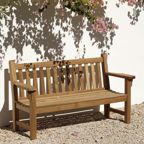 Traditional garden bench - London  - Barlow Tyrie - teak / with backrest / with armrests