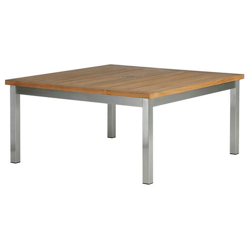 Contemporary coffee table - Equinox  - Barlow Tyrie - teak / stainless steel base / rectangular
