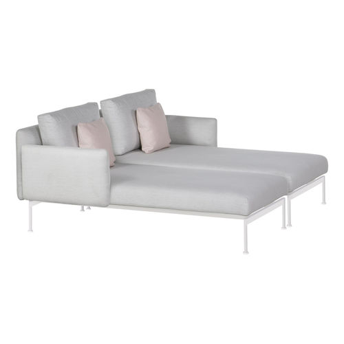 Contemporary daybed - Layout - Barlow Tyrie - Sunbrella® / powder-coated steel / powder-coated steel base