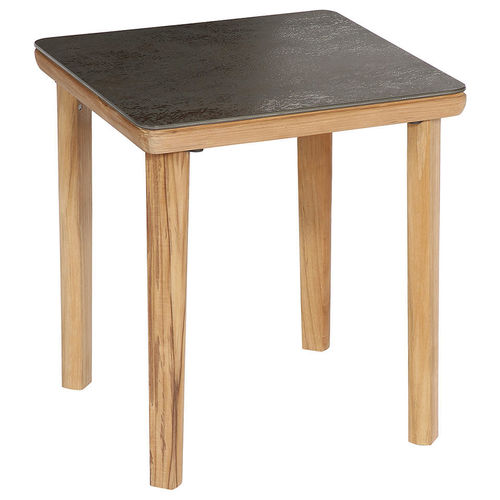 Contemporary side table - Monterey  - Barlow Tyrie - ceramic / teak base / square