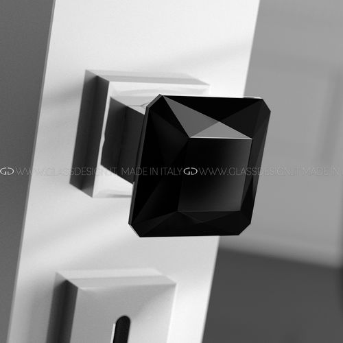 Contemporary door knob - Diamond Q - GLASS DESIGN Srl - brass / crystal