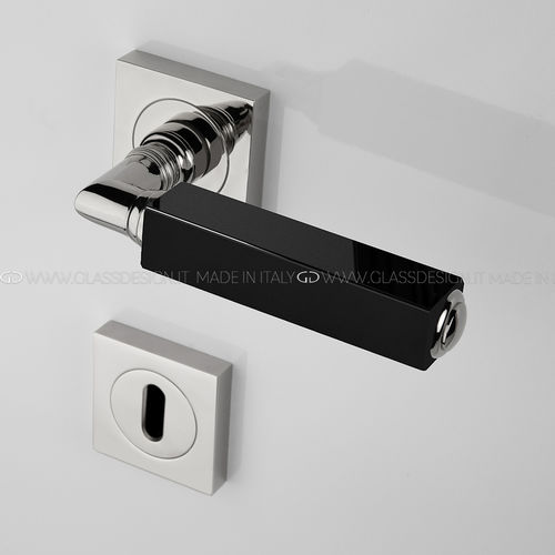 Door handle - Cube - GLASS DESIGN Srl - brass / crystal / contemporary