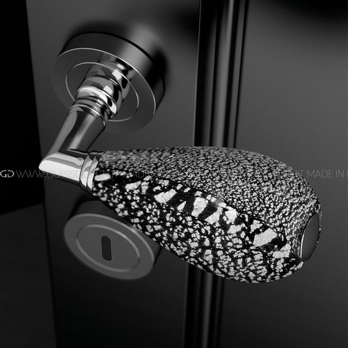 Door handle - Goccia Black/Silver - GLASS DESIGN Srl - brass / Murano glass / contemporary