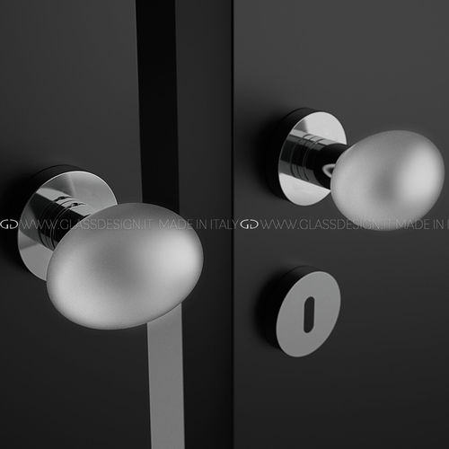 Contemporary door knob - Ovo Liscio / Rigato - GLASS DESIGN Srl - brass / crystal / satin