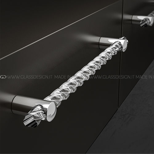 Chrome-plated brass furniture handle - Torcé - GLASS DESIGN Srl - polished brass / crystal / polished