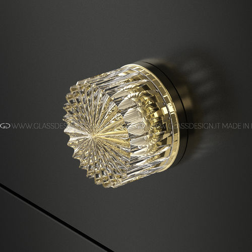 Classic furniture knob - Ray - GLASS DESIGN Srl - brass / crystal