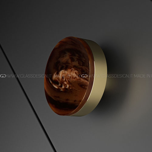Contemporary furniture knob - Perla Tondo - GLASS DESIGN Srl - brass / mother-of-pearl