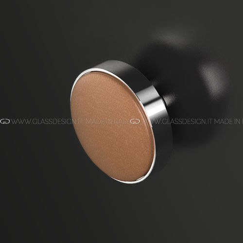 Contemporary furniture knob - Leather - GLASS DESIGN Srl - brass / leather