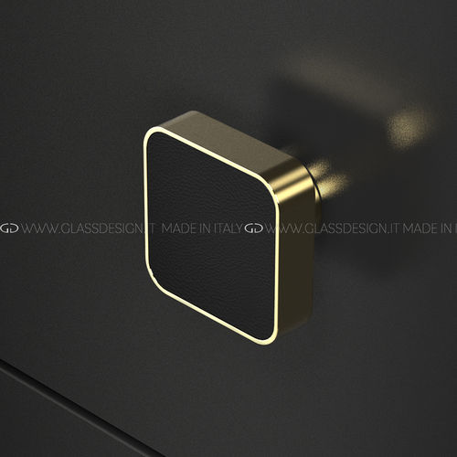 Contemporary furniture knob - Cuoio - GLASS DESIGN Srl - brass / leather