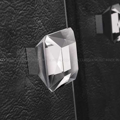 Traditional furniture knob - Diamond  - GLASS DESIGN Srl - brass / crystal
