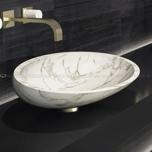 Countertop washbasin - Kool Max - GLASS DESIGN Srl - marble / customizable / handmade