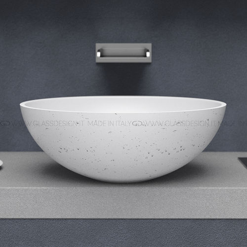 Countertop washbasin - Oval Travertino - GLASS DESIGN Srl - Teknoform® / oval / without hole