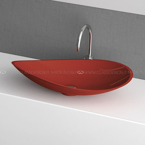Countertop washbasin - Infinity Colour - GLASS DESIGN Srl - Pert® / oval / without hole