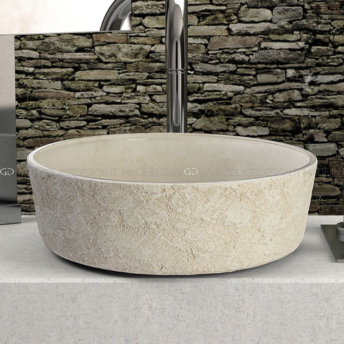 Countertop washbasin - Luna Katino - GLASS DESIGN Srl - concrete / crystal / with adjustable mirror