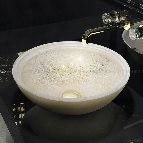 Countertop washbasin - Ocean 34/40 - GLASS DESIGN Srl - glass / round / without hole
