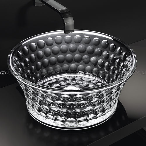 Countertop washbasin - Volè Giotto - GLASS DESIGN Srl - crystal / transparent / round