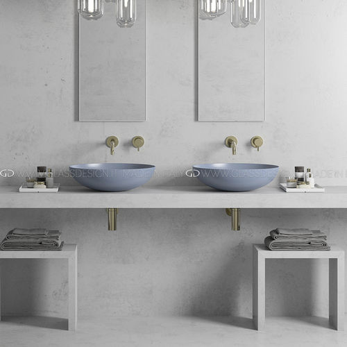 Countertop washbasin - Slide 34/40/44/50 - GLASS DESIGN Srl - VetroFreddo® / round / without hole