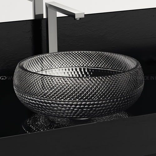 Countertop washbasin - Glo Ball Crystal Ramada - GLASS DESIGN Srl - crystal / round / without hole