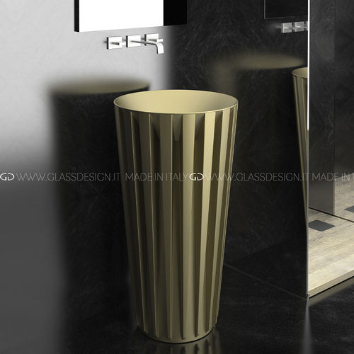Free-standing washbasin - AQUARAMA - GLASS DESIGN Srl - VetroFreddo® / round / without hole