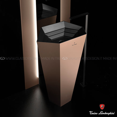 Free-standing washbasin - Vision Edition - GLASS DESIGN Srl - VetroFreddo® / customizable / without hole