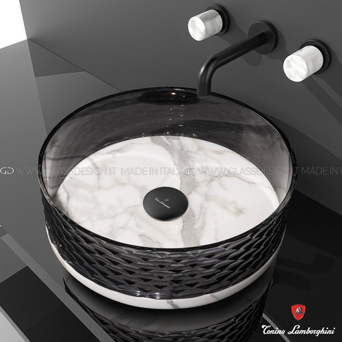 Countertop washbasin - MARMOFUSION - GLASS DESIGN Srl - marble / crystal / round