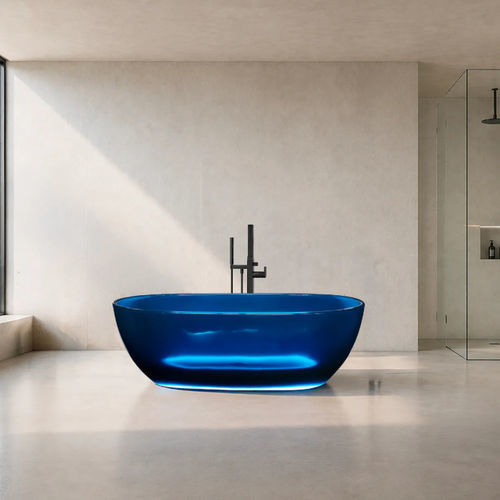 Oval bathtub - LUMINA LIGHT - GLASS DESIGN Srl - freestanding / glass / with light