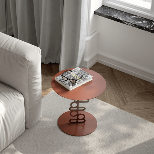 Contemporary side table - Ken  - Quodes - glass / sheet metal / metal base