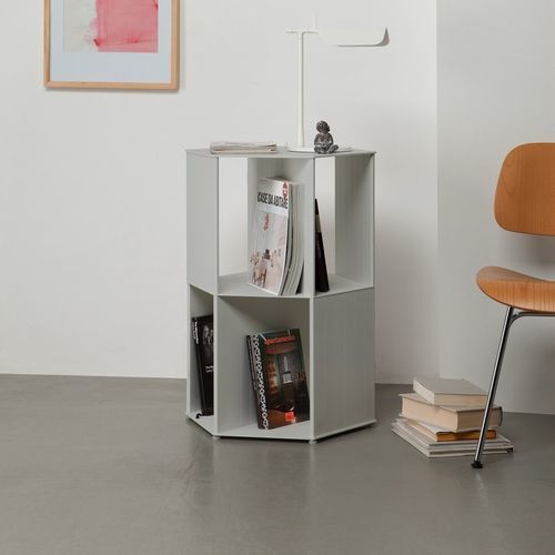 Contemporary side table - Hexagon - Quodes - powder-coated steel / extruded aluminum / metal base
