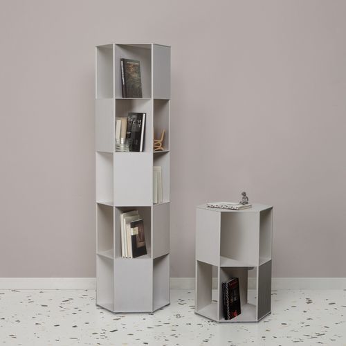 Free-standing bookcase - Hexagon - Quodes - contemporary / powder-coated steel / extruded aluminum