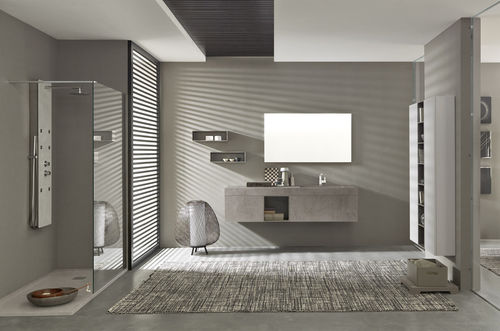 Contemporary bathroom - COMPOSIZIONE 013 - AZZURRA ARREDOBAGNO - ceramic / wooden / melamine