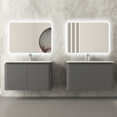 Wall-hung washbasin cabinet - ICONA - BADEN HAUS - resin / contemporary / with door