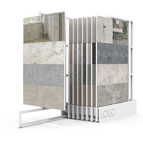 Metal tile display rack - BX101K08 - BORA CELIK - one-sided / with silding panel / for shop