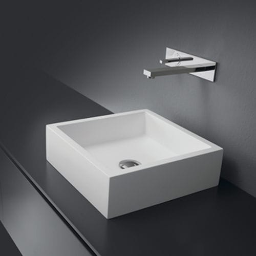 Countertop washbasin - 01 - CASA BATH - ceramic / square / contemporary