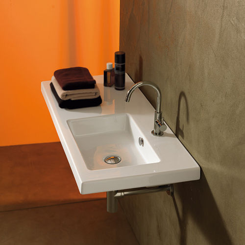 Wall-mounted washbasin - CONDAL: CO02011/CO01011 - CERAMICA TECLA - ceramic / with counter / rectangular
