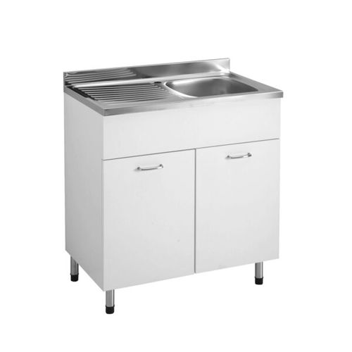 Single-bowl kitchen sink - COLAVENE - with drainboard / stainless steel / undermount