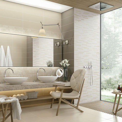 Porcelain stoneware tile - ANYA - DOMINO - polished / bathroom / wall