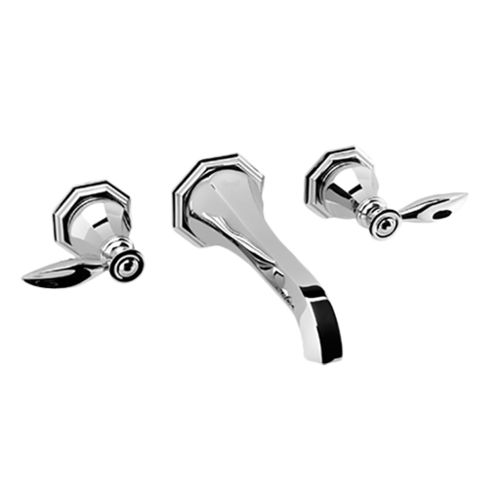 Double-handle washbasin mixer tap - E-1900-LM14-T - GRAFF - wall-mounted / chromed metal / nickel