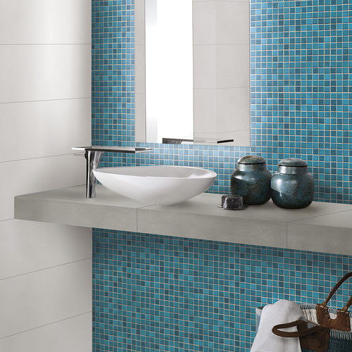 Porcelain stoneware mosaic tile - FRESH : PACIFIC BLUE-MIX - JASBA MOSAIK - high-gloss / bathroom / wall