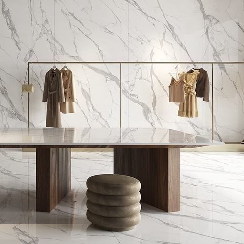 Porcelain stoneware tile - STATUARIO REALE - LA FABBRICA AVA - high-gloss / structure / indoor