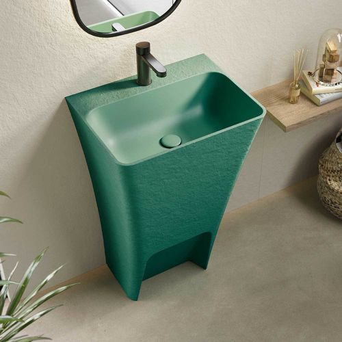 Totem washbasin - ICON SLATE - ACQUABELLA - floor-mounted / slate / rectangular