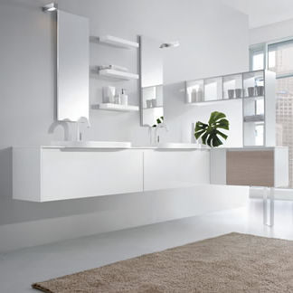 Wall-hung washbasin cabinet - 01 - LASAIDEA - wooden / contemporary / without door