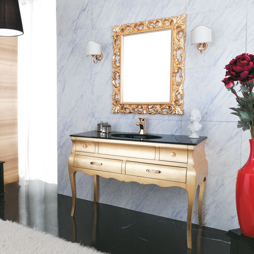 Free-standing washbasin cabinet - VOGUE 04 - LEGNOBAGNO - walnut / ceramic / glass