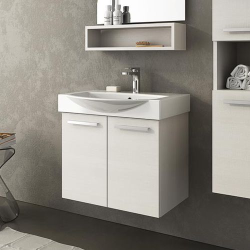 Wall-hung washbasin cabinet - MANATTHAN M1 - LEGNOBAGNO - oak / ceramic / contemporary