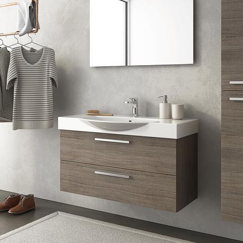 Wall-hung washbasin cabinet - MANATTHAN M13 - LEGNOBAGNO - oak / ceramic / contemporary