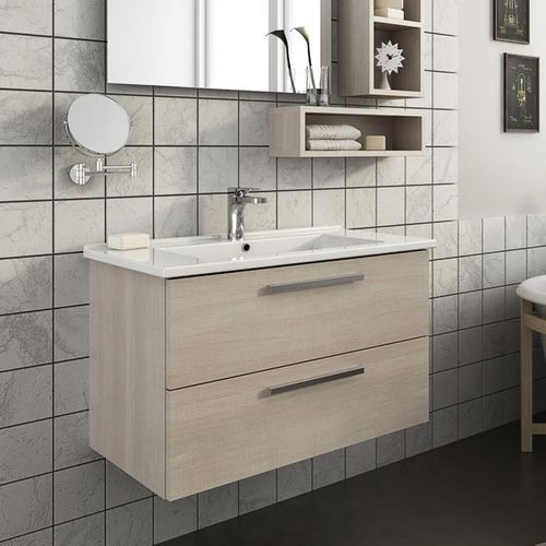 Wall-hung washbasin cabinet - HARLEM H14 - LEGNOBAGNO - oak / ceramic / contemporary