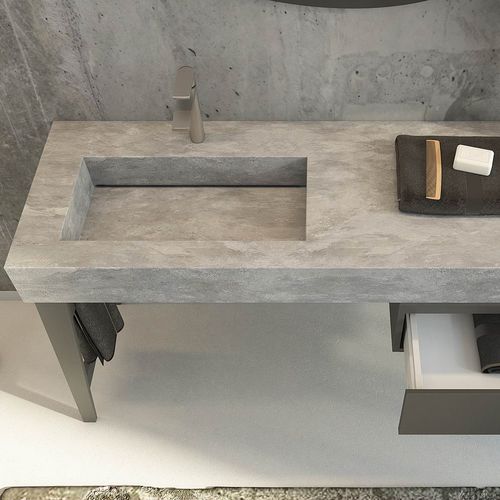 Wall-hung washbasin cabinet - FL16 - LEGNOBAGNO - wood / ceramic / HPL